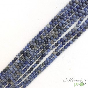 Sodalite MAT en perles rondes 4mm - fil complet