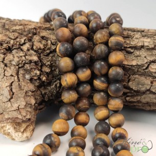 Oeil de tigre MAT en perles rondes 10mm - fil complet