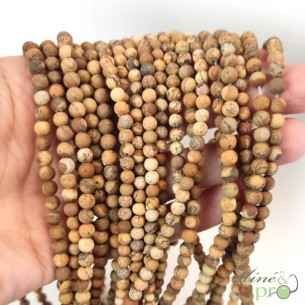 Jaspe paysage MAT en perles rondes 4mm - fil complet