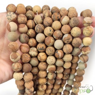 Jaspe paysage MAT en perles rondes 10mm - fil complet