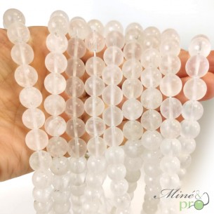 Cristal de roche MAT en perles rondes 10mm - fil complet