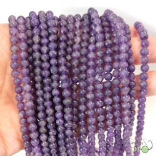 Améthyste MAT en perles rondes 4mm - fil complet