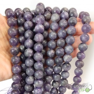 Améthyste MAT en perles rondes 10mm - fil complet