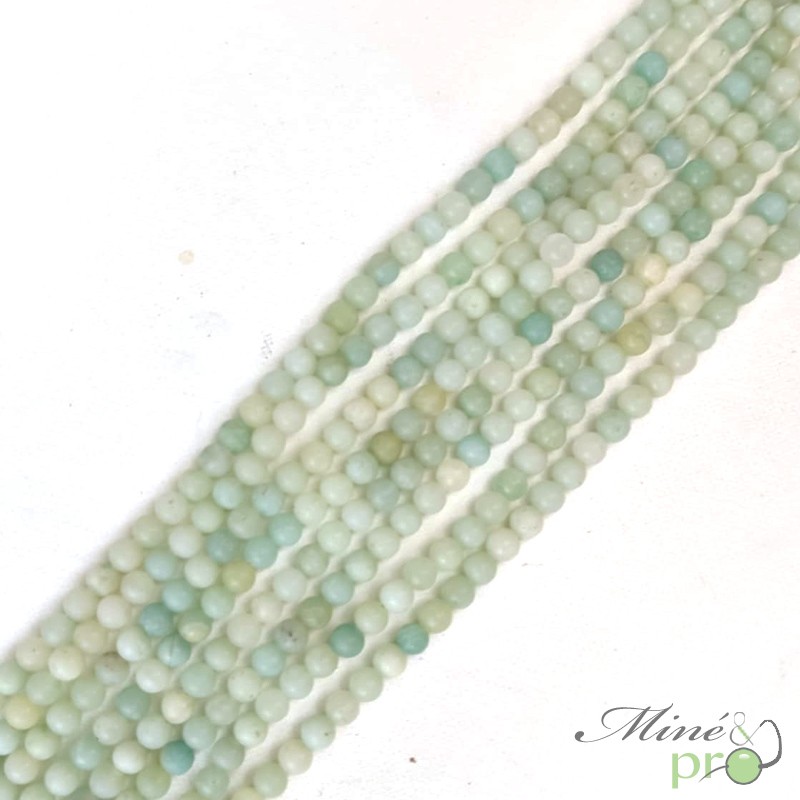 Amazonite MAT en perles rondes 4mm - fil complet Amazonite MAT en perles rondes 4mm - fil complet