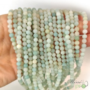 Amazonite MAT en perles rondes 4mm - fil complet