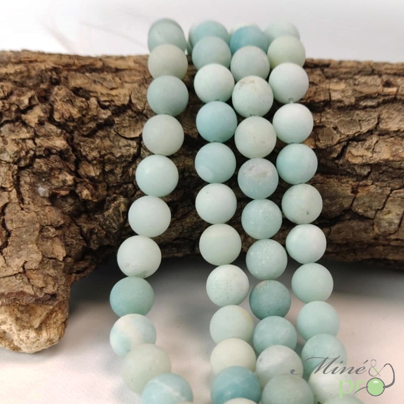 Amazonite MAT en perles rondes 10mm - fil complet Amazonite MAT en perles rondes 10mm - fil complet
