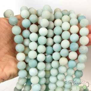 Amazonite MAT en perles rondes 10mm - fil complet