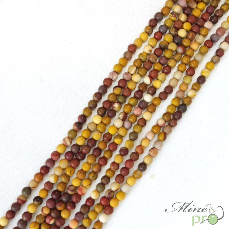 Jaspe Mokaïte MAT en perles rondes 4mm - fil complet