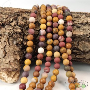 Jaspe Mokaïte MAT en perles rondes 6mm - fil complet