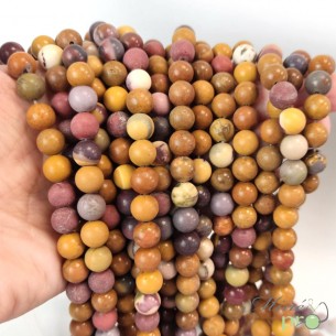 Jaspe Mokaïte MAT en perles rondes 8mm - fil complet