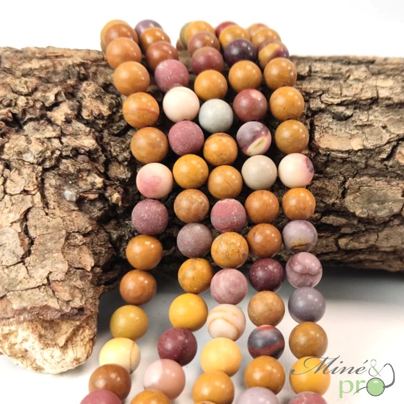 Jaspe Mokaïte MAT en perles rondes 8mm - fil complet