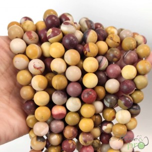 Jaspe Mokaïte MAT en perles rondes 10mm - fil complet