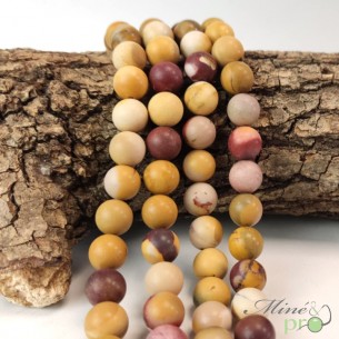 Jaspe Mokaïte MAT en perles rondes 10mm - fil complet
