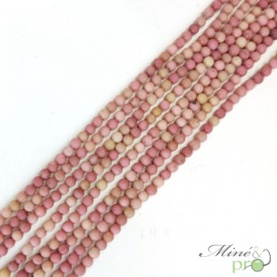 Rhodonite rose MAT en perles rondes 4mm - fil complet