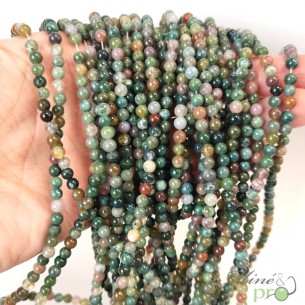 Agate indienne A en perles rondes 4mm - fil complet