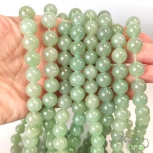 Aventurine verte AB+ en perles rondes 10mm - fil complet