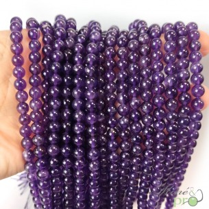 Améthyste A en perles rondes 6mm - fil complet