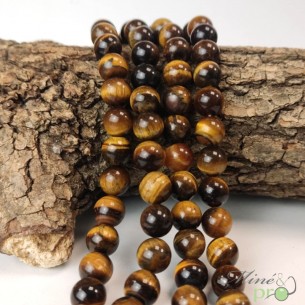Oeil de tigre A en perles rondes 10mm - fil complet