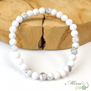 Bracelet Howlite A en perles 6mm