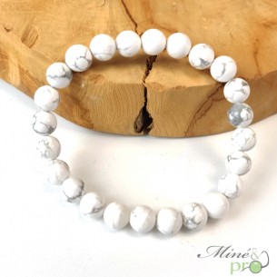 Bracelet Howlite A en perles 8mm
