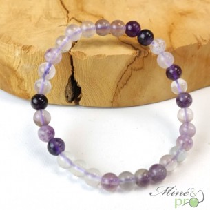 Bracelet Fluorite violette A en perles 6mm