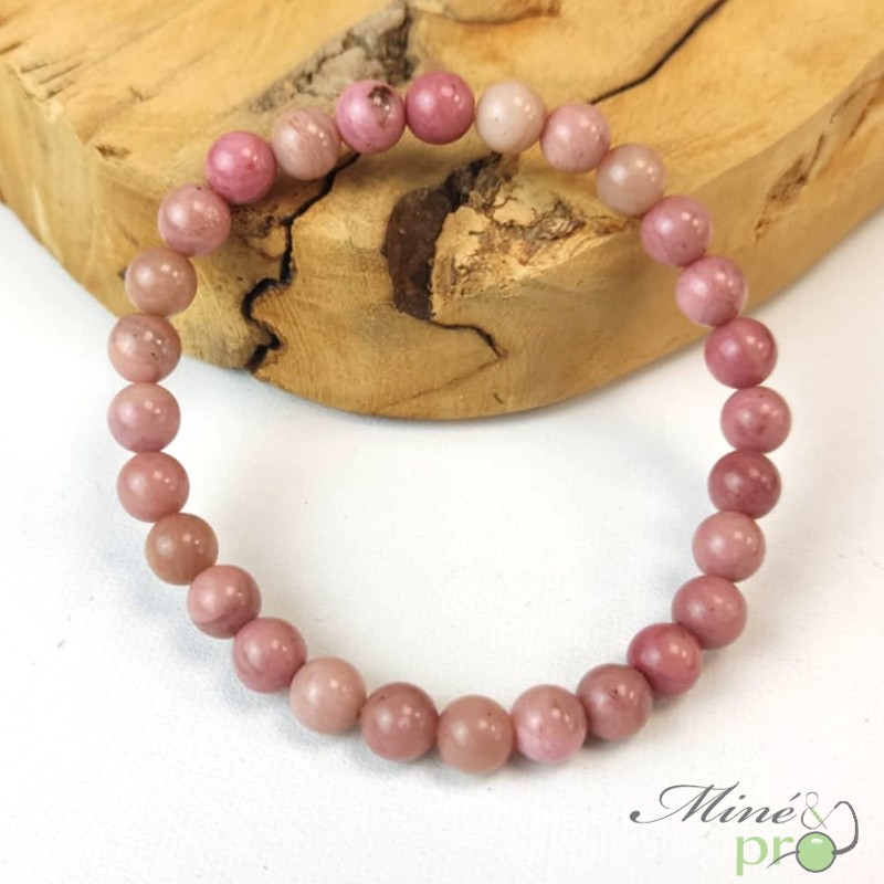 Bracelet Rhodonite rose A en perles 6mm