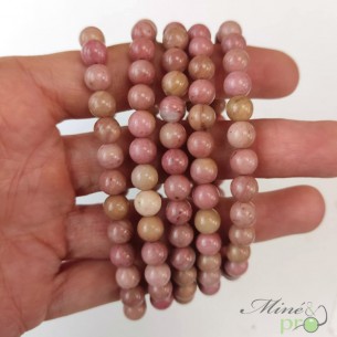 Bracelet Rhodonite rose A en perles 6mm
