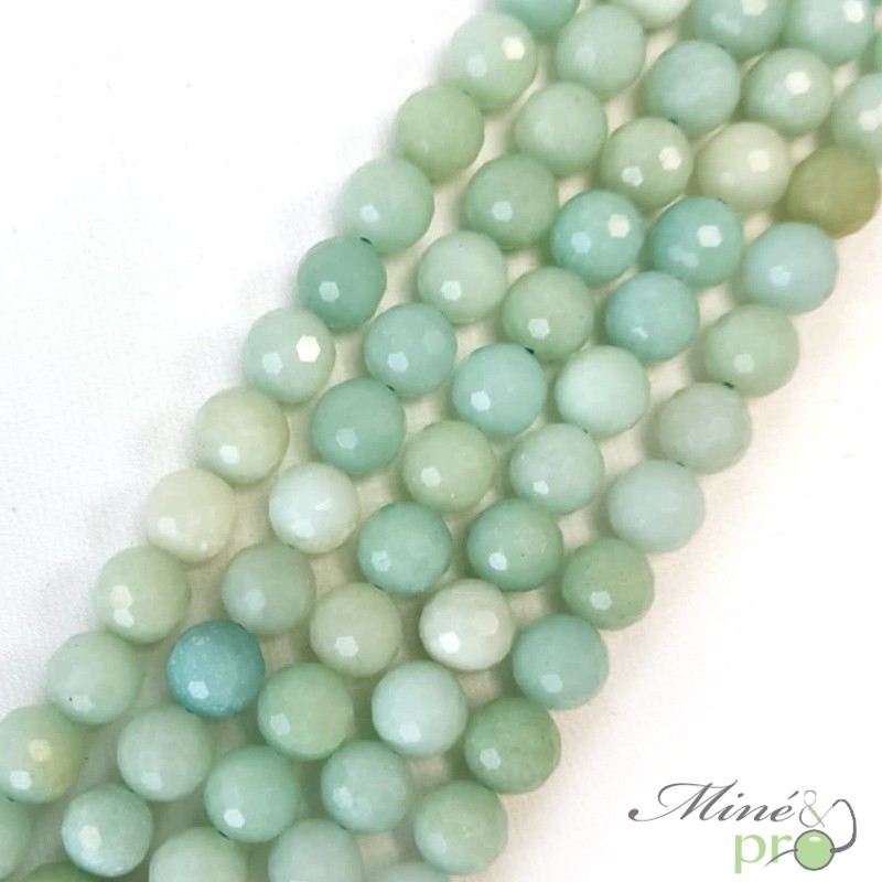 Amazonite en perles facettées 8mm - fil complet Amazonite en perles facettées 8mm - fil complet