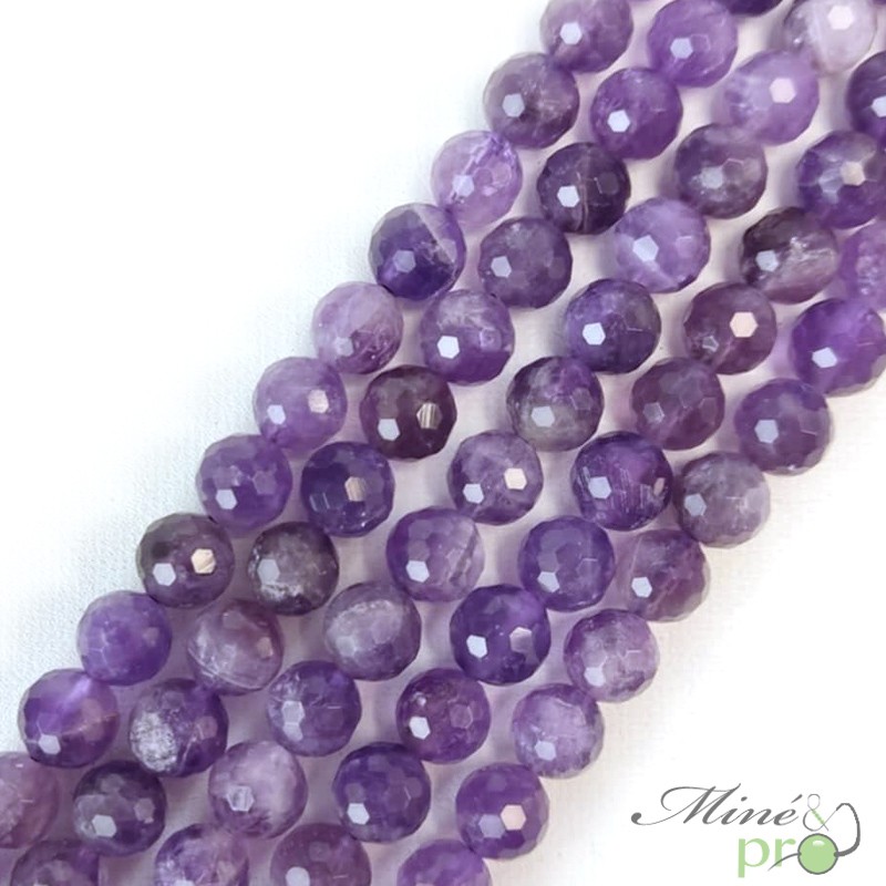 Amethyste en perles facettées 8mm - fil complet Amethyste en perles facettées 8mm - fil complet