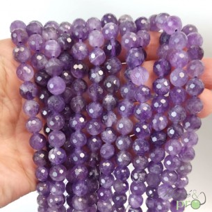 Amethyste en perles facettées 8mm - fil complet