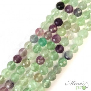 Fluorite mixte en perles facettées 8mm - fil complet