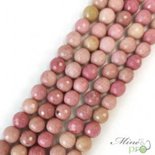 Rhodonite rose en perles facettées 8mm - fil complet