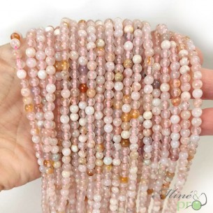 Agate fleur de cerisier A en perles rondes 4mm - fil complet