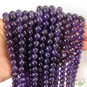 Améthyste A+ en perles rondes 8mm - fil complet