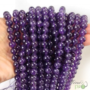 Améthyste A+ en perles rondes 8mm - fil complet