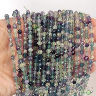 Fluorite AAA en perles facettées 4mm - fil complet