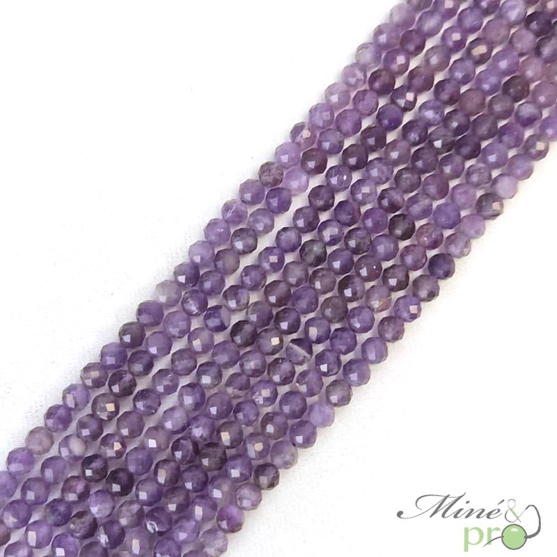 Améthyste en perles facettées 4mm - fil complet