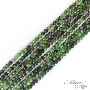 Rubis zoïsite en perles facettées 4mm - fil complet