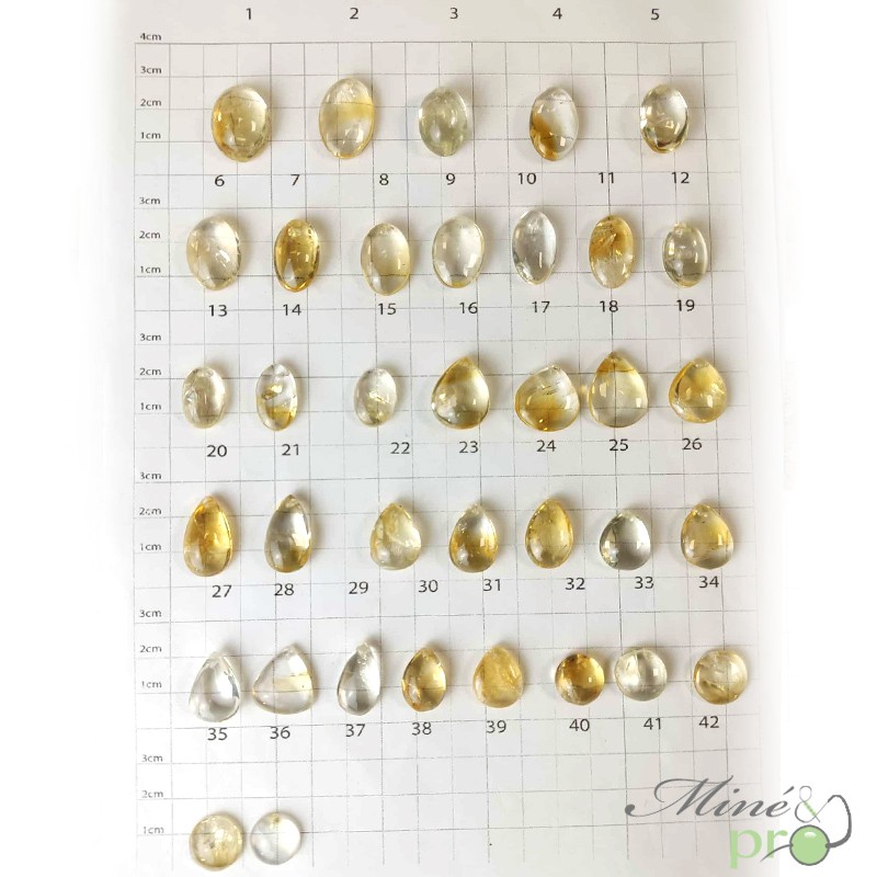 Citrine naturelle - cabochons percés