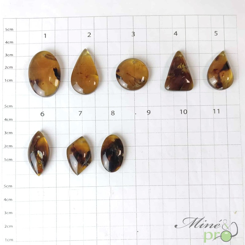 Ambre - cabochons percés Ambre - cabochons percés