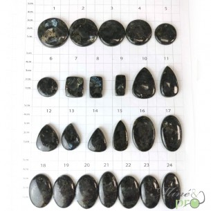 Larvikite - cabochons percés