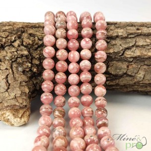 Rhodochrosite A en perles rondes 8mm - fil complet