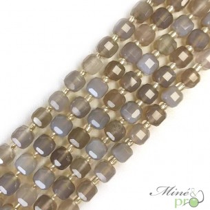 Agate grise en perles "carré" 7mm - fil complet