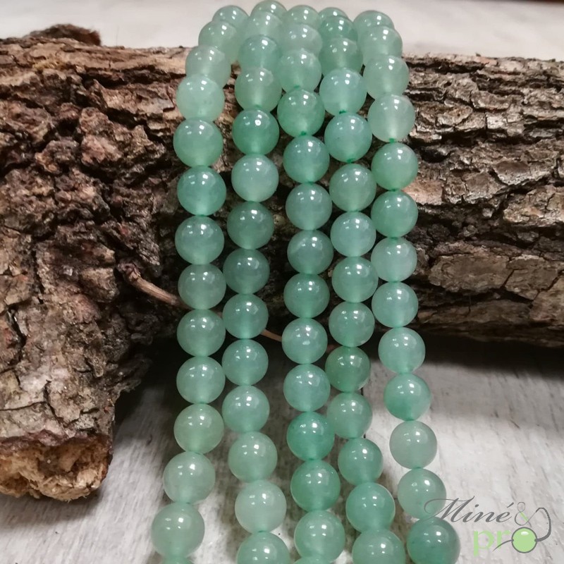 Aventurine verte naturelle en perles rondes 8mm - fil complet