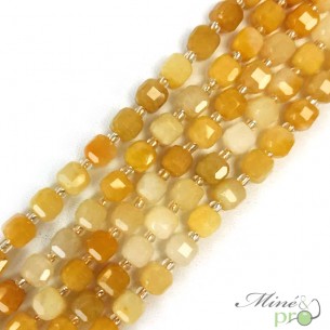 Aventurine jaune en perles "carré" 7mm - fil complet