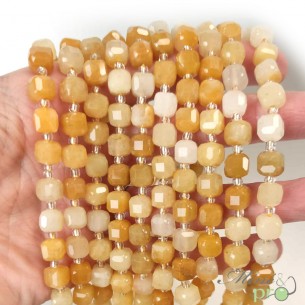 Aventurine jaune en perles "carré" 7mm - fil complet