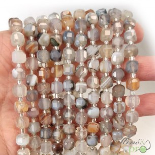 Agate du botswana en perles "carré" 7mm - fil complet