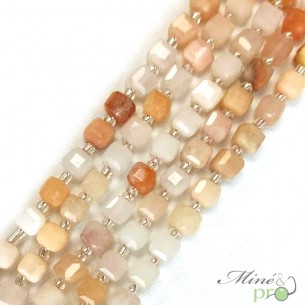 Aventurine rose en perles "carré" 7mm - fil complet
