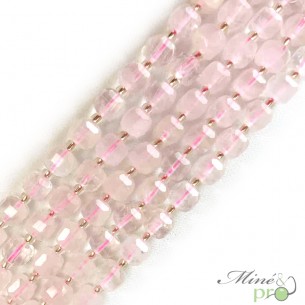 Quartz rose en perles "carré" 7mm - fil complet