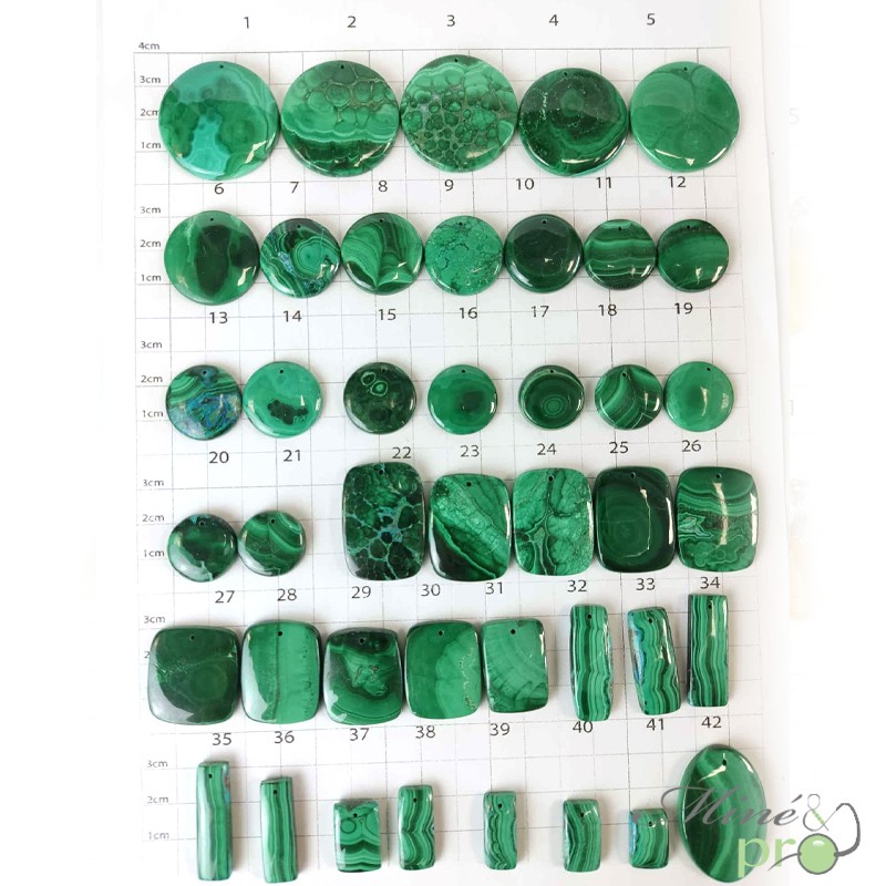 Malachite - cabochons percés Malachite - cabochons percés